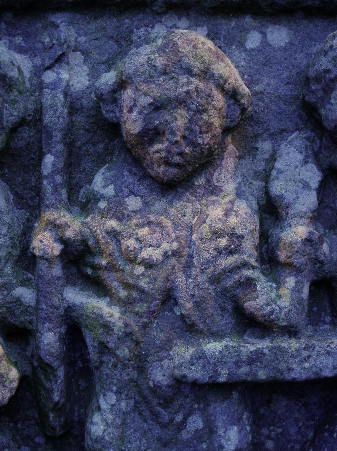 The figure of Christ being arrested in Gethsemane, as depicted on the 10th century High-Cross in Monasterboice, Co. Louth. The arresting Romans are shown as Vikings,suggesting a Scandinavian sculptor, perhaps from nearby Anagassan.